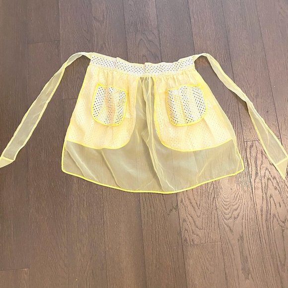 Vintage White and Yellow Sheer Cotton Fabric Apron - Picture 1 of 6